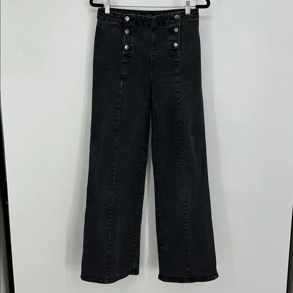 Boden Black Sailor Wide Leg Jeans Size 10 LONG - Picture 2 of 9